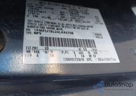 2004 Ford Expedition Eddie Bauer from USA, damaged, VIN 1FMFU18L24LA94708